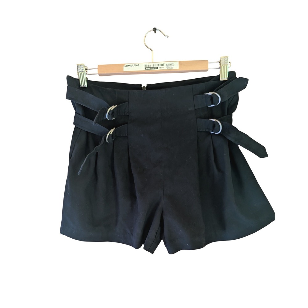 ONLY Gambino Short Women Sz 29 Streetwear D-Ring Buckle High Waist Edgy Gothcore